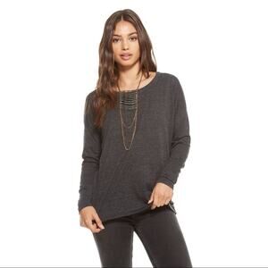 CHASER JERSEY Long Sleeve Strappy Open Back DROP SHOULDER Gray Medium